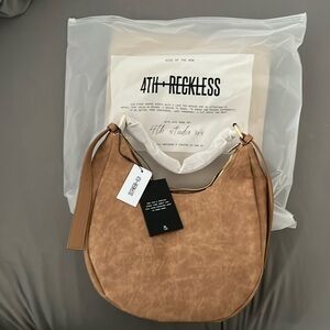 4th + Reckless Crescent bag. New with tags and packaging. Faux suede, brown.